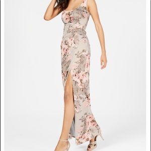 Adrianna Papell Matelasse Gown Slate/Blush